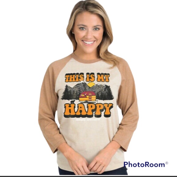 Simply Southern Tops - Simply Southern ‘This Is My Happy’ Camper Jersey Shirt Rare XL Nwot